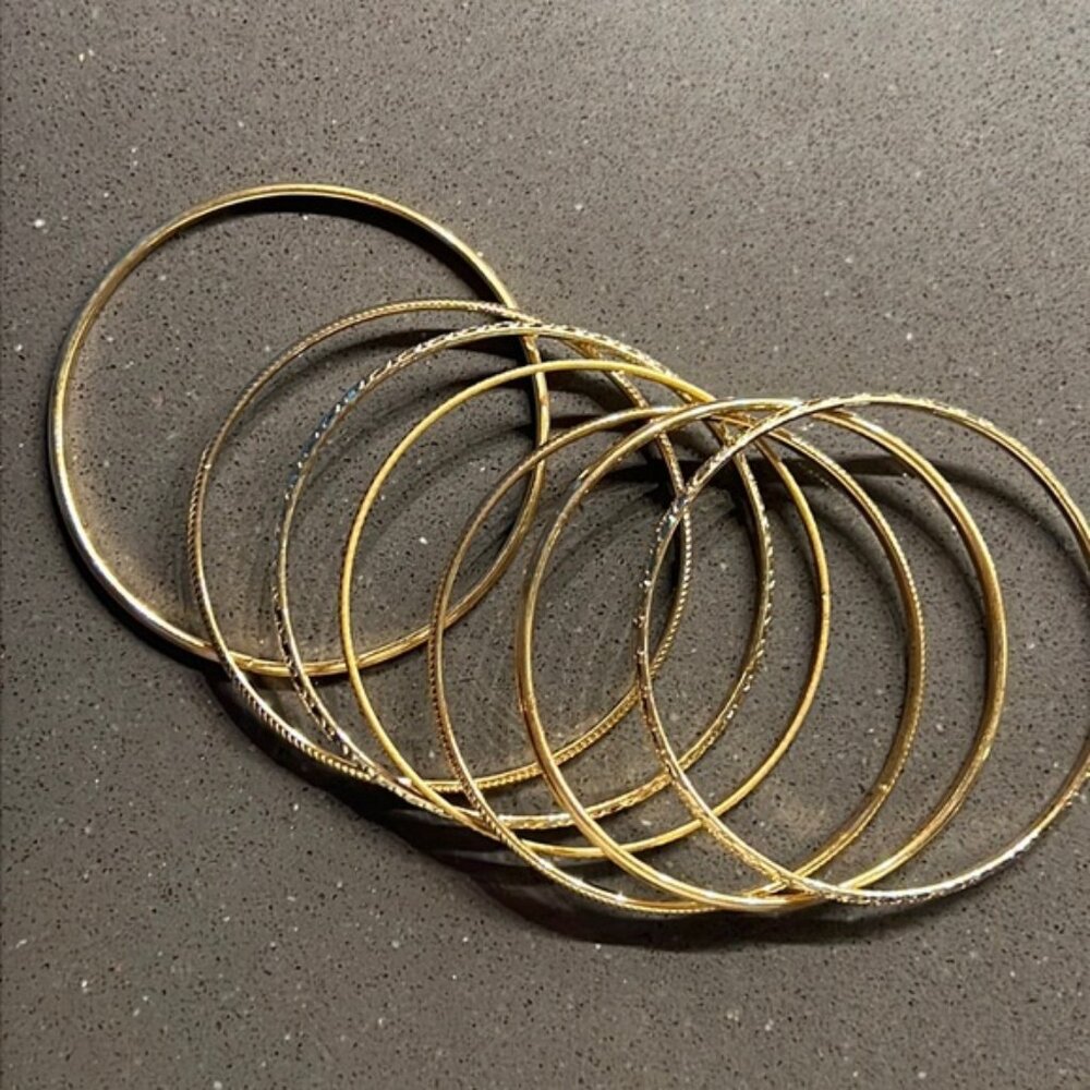 Gold Bangle bracelets Set of 7